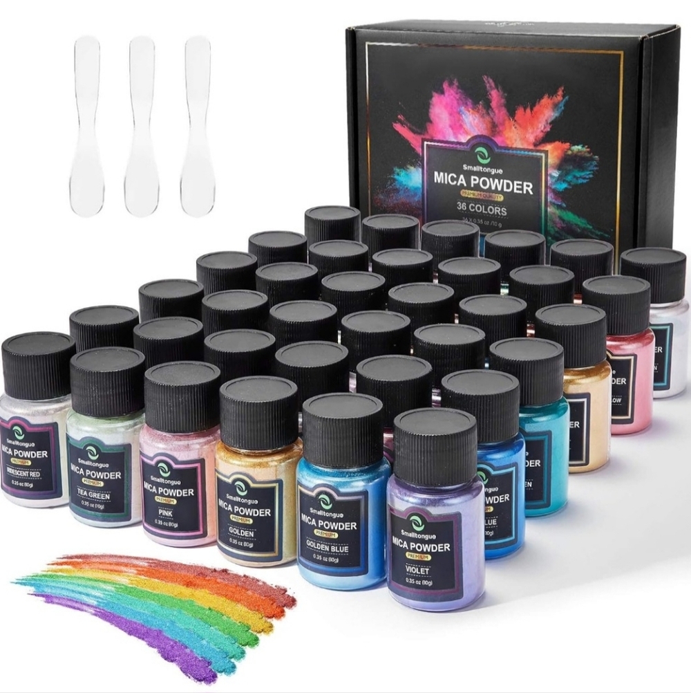 Smalltongue Mica Powder 36 Colors Epoxy Resin Nails Beauty 0.35 oz (10g) Bottles